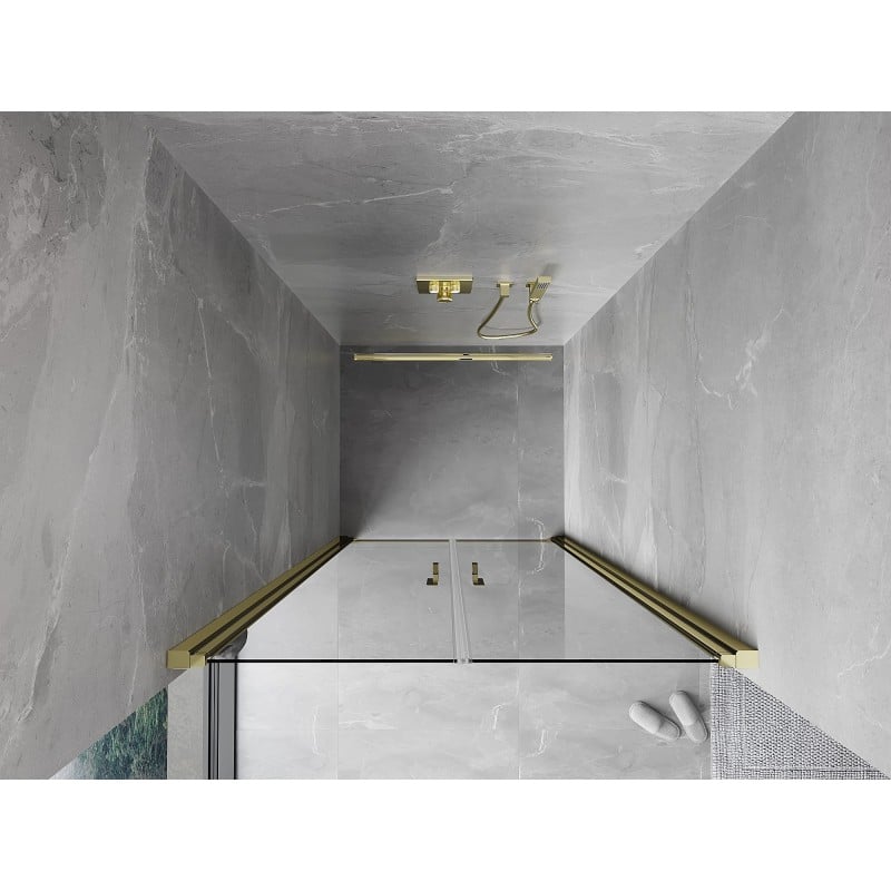 Mexen Mist 75 cm Hinged Shower Door, Transparent, Gold - 8A7-075-000-50-00