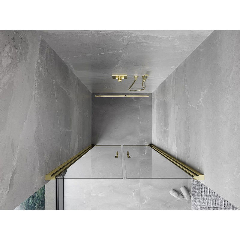 Mexen Mist 85 cm Hinged Shower Door, Transparent, Gold - 8A7-085-000-50-00