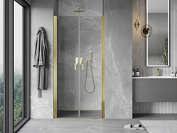 Mexen Mist 95 cm Hinged Shower Door, Transparent, Gold - 8A7-095-000-50-00