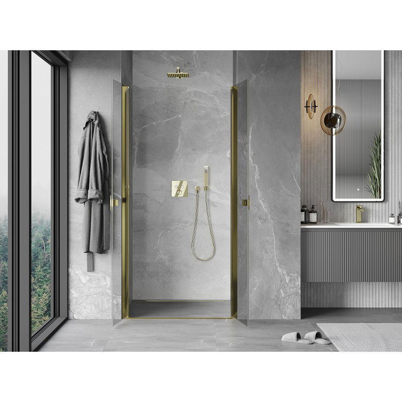 Mexen Mist 100 cm Swing Shower Door, Transparent, Gold - 8A7-100-000-50-00