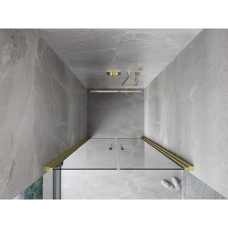 Mexen Mist 70 cm Hinged Shower Door, Transparent, Gold Brushed - 8A7-070-000-55-00