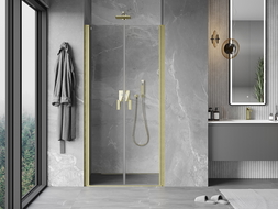 Mexen Mist 85 cm Hinged Shower Door, Transparent, Brushed Gold - 8A7-085-000-55-00
