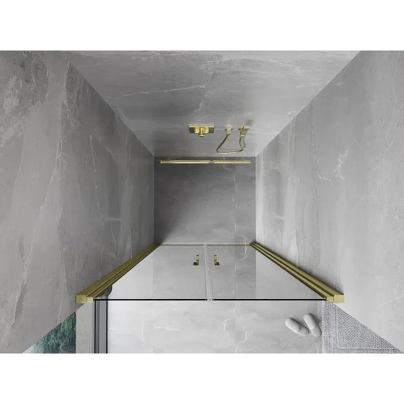 Mexen Mist 100 cm Hinged Shower Door, Transparent, Brushed Gold - 8A7-100-000-55-00