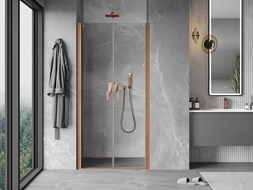 Mexen Mist 110 cm Swing Shower Door, Transparent, Brushed Copper - 8A7-110-000-65-00