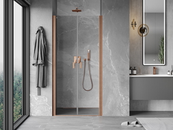 Mexen Mist hinged shower doors 120 cm, transparent, brushed copper - 8A7-120-000-65-00