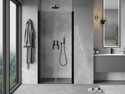 Mexen Mist shower door hinged 70 cm, transparent, black - 8A7-070-000-70-00