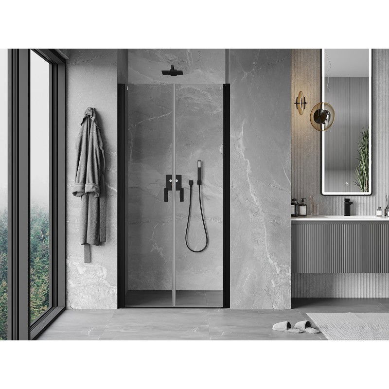 Mexen Mist 75 cm Hinged Shower Door, Transparent, Black - 8A7-075-000-70-00