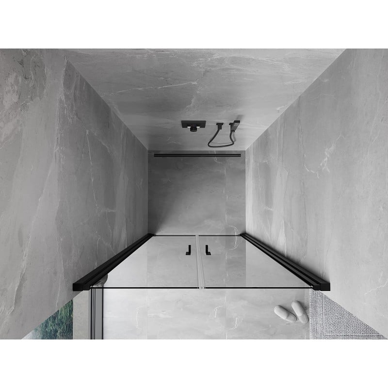 Mexen Mist 100 cm Hinged Shower Door, Transparent, Black - 8A7-100-000-70-00