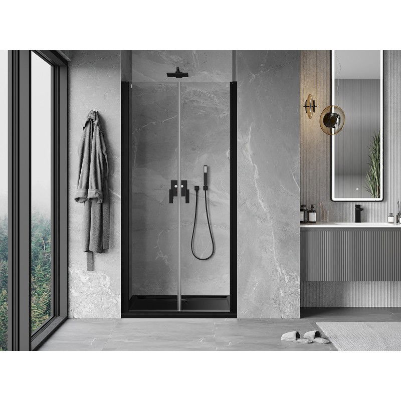 Mexen Mist Hinged Shower Door 110 cm, Transparent, Black - 8A7-110-000-70-00