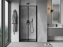 Mexen Mist 70 cm pivot shower door, black frame, black - 8A7-070-000-70-70