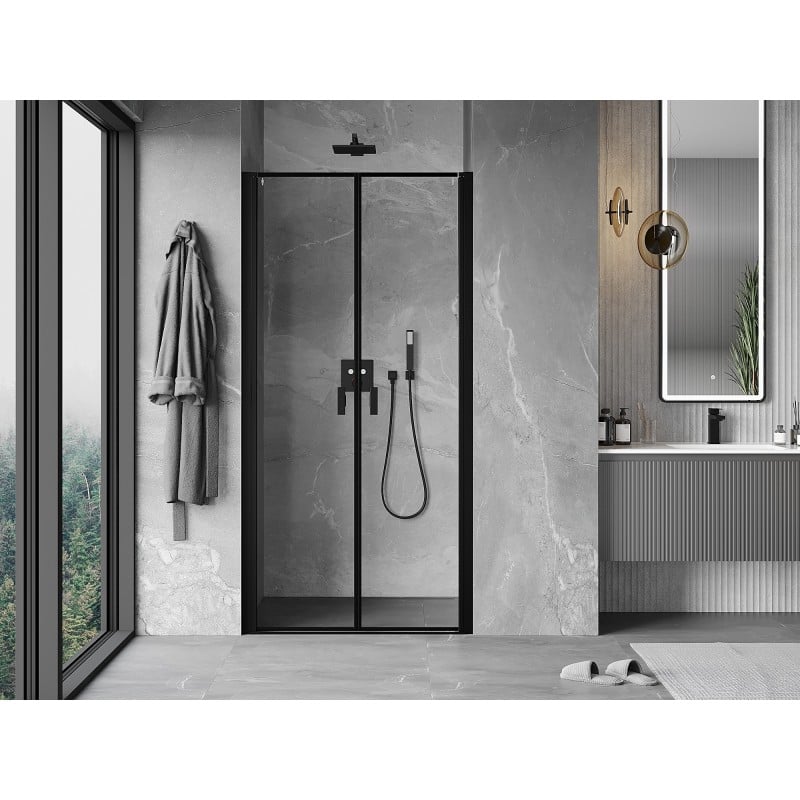 Mexen Mist shower doors hinged 100 cm, black frame, black - 8A7-100-000-70-70