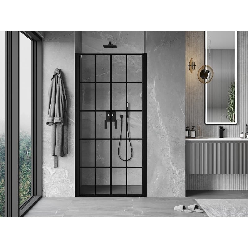Mexen Mist shower door swing 95 cm, black grid, black - 8A7-095-000-70-77