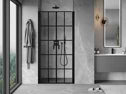 Mexen Mist 100 cm Pivot Shower Door, Black Grid, Black - 8A7-100-000-70-77