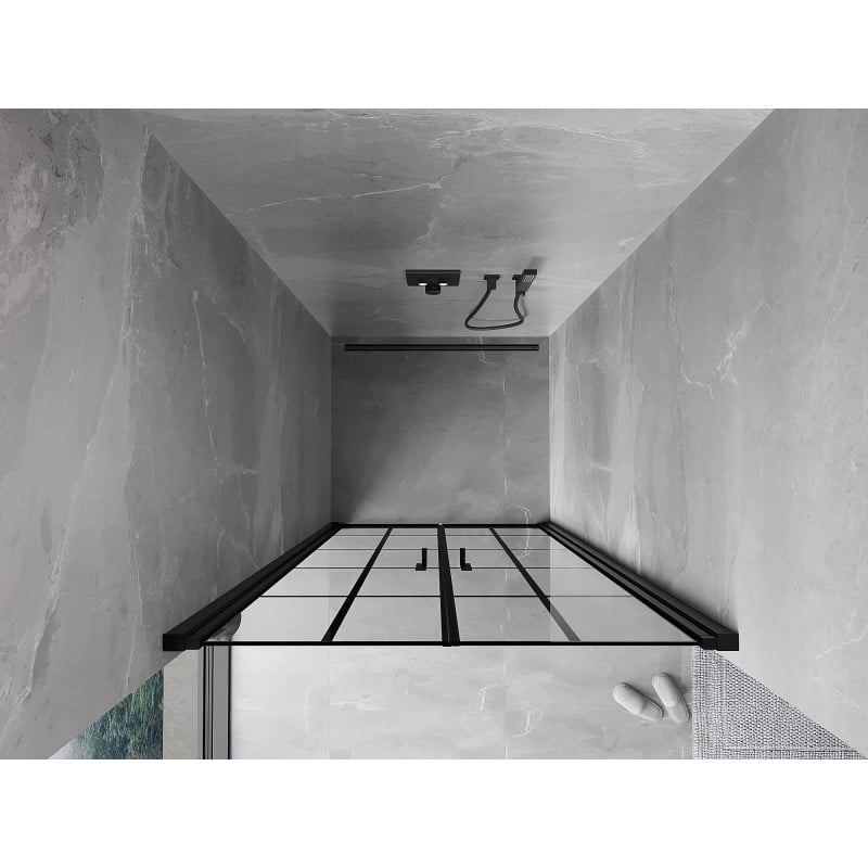 Mexen Mist 110 cm Hinged Shower Door, Black Grid, Black - 8A7-110-000-70-77