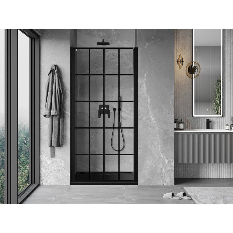 Mexen Mist shower door swinging 120 cm, black grid, black - 8A7-120-000-70-77