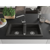 Mexen Mario 2-bowl granite kitchen sink with Rita faucet, black/gold metallic - 6504-75-670300-00