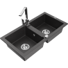 Mexen Mario granite double bowl sink with Rita kitchen faucet, speckled black - 6504-76-670300-00