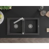 Mexen Mario 2-Bowl Granite Sink with Rita Kitchen Faucet, Black Speckled - 6504-76-670300-00