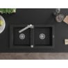 Mexen Mario Rita Granite 2-Chamber Kitchen Sink with Faucet, Black - 6504-77-670300-00