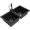 Mexen Mario 2-compartment granite sink with a kitchen mixer tap Rita, Black - 6504-77-670300-50-B