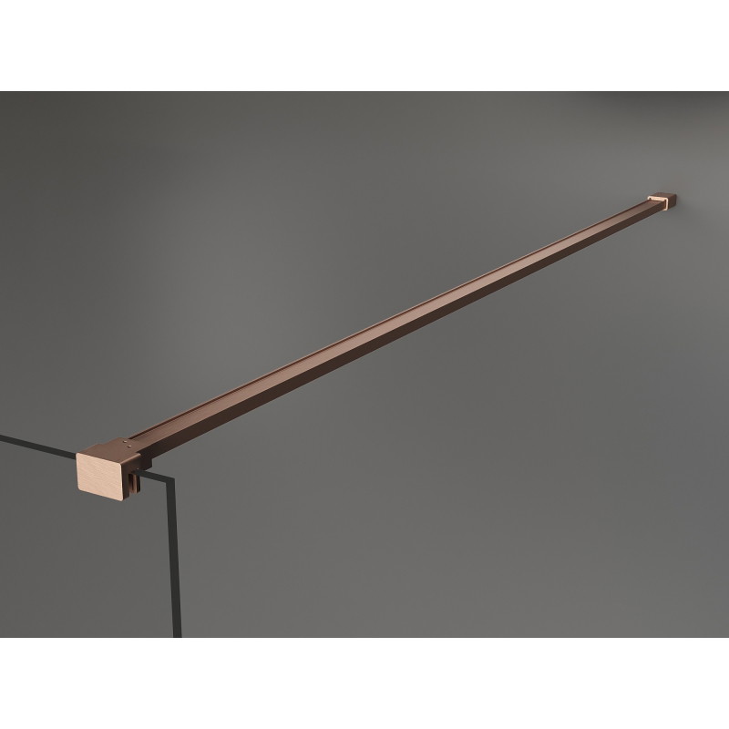 Mexen Kioto Walk-in shower wall 90 x 200 cm, white ombre 8 mm, brushed copper - 800-090-101-65-86