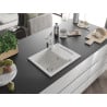 Mexen Enzo granite kitchen sink 1-bowl with drainer and Rita kitchen faucet, white - 6506-20-670300-00