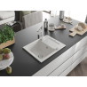 Mexen Enzo granite sink 1-bowl with drainer and kitchen faucet Rita, white - 6506-20-670300-00