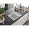 Mexen Enzo 1-bowl granite sink with drainer and Rita kitchen faucet, white - 6506-20-670300-20