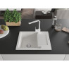 Mexen Enzo 1-bowl granite sink with drainer and Rita kitchen faucet, white - 6506-20-670300-20