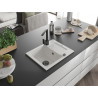 Mexen Enzo granite sink 1-bowl with drainer and kitchen faucet Rita, white - 6506-20-670300-70