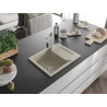 Mexen Enzo 1-bowl granite sink with drainer and Rita kitchen faucet, beige - 6506-69-670300-00