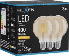 Mexen Vintis 3x LED Filament Bulb E27, G80, 4W, Warm - 2200K, 400 lm, amber - L155-E27-0422-50x03