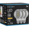 Mexen Vintis 3x LED Filament Bulb E27, G80, 4W, Warm - 2200K, 280 lm, smoke - L155-E27-0422-70x03