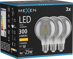 Mexen Vintis 3x Filament LED Bulb E27, G80, 4W, Warm - 2700K, 300 lm, smoke - L155-E27-0427-70x03