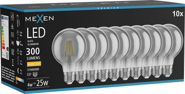 Mexen Vintis 10x LED Filament Bulb E27, G80, 4W, Warm - 2700K, 300 lm, Smoke - L155-E27-0427-70x10