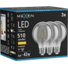 Mexen Vintis 3x LED Filament Bulb E27, G80, 6W, Warm - 2700K, 510 lm, smoke - L155-E27-0627-70x03