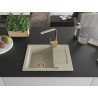 Mexen Enzo granite sink with 1-bowl, drainer and Rita kitchen faucet, beige - 6506-69-670300-50