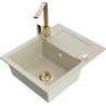 Mexen Enzo granite sink 1-bowl with drainer and kitchen tap Rita, beige - 6506-69-670300-50