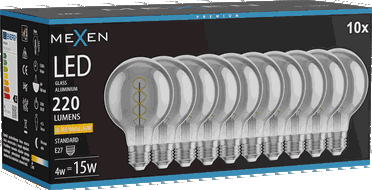 Mexen Vintis 10x LED Filament Spiral Bulb E27, G80, 4W, Warm - 2200K, 220 lm, smoke - L165-E27-0422-70x10