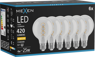 Mexen Vintis LED Filament Spiral Bulb E27, G80, 4W, Warm - 2700K, 420 lm, clear - L165-E27-0427-00