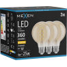 Mexen Vintis 3x LED Filament Bulb Spiral E27, G80, 4W, Warm - 2700K, 360 lm, amber - L165-E27-0427-50x03