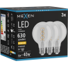 Mexen Vintis 3x Filament Spiral LED Bulb E27, G80, 6W, Warm - 2700K, 630 lm, clear - L165-E27-0627-00x03