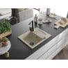 Mexen Enzo 1-bowl Granite Sink with Drainer and Rita Kitchen Tap, Beige - 6506-69-670300-70
