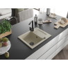 Mexen Enzo single-bowl granite sink with drainer and kitchen faucet Rita, beige - 6506-69-670300-70