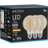 Mexen Vintis 3x LED Filament Bulb Spiral E27, G80, 8W, Warm - 2200K, 600 lm, amber - L165-E27-0822-50x03