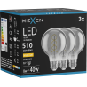 Mexen Vintis 3x Filament Spiral LED Bulb E27, G80, 8W, Warm - 2700K, 510 lm, smoke - L165-E27-0827-70x03