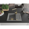 Mexen Enzo 1-bowl granite sink with drainer and kitchen faucet Rita, gray - 6506-71-670300-50