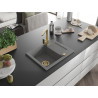 Mexen Enzo 1-bowl granite sink with drainer and kitchen faucet Rita, gray - 6506-71-670300-50