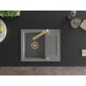 Mexen Enzo granite sink with 1 bowl, drainer, and Rita kitchen tap, grey - 6506-71-670300-50