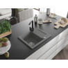 Mexen Enzo 1-bowl granite sink with drainer and Rita kitchen faucet, gray - 6506-71-670300-70